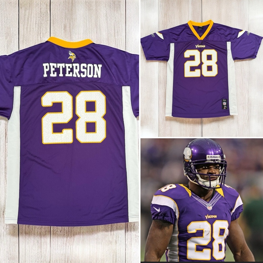 Y2K Minnesota Vikings Reebok NFL Purple Jersey Adrian Peterson Youth XL (18-20)